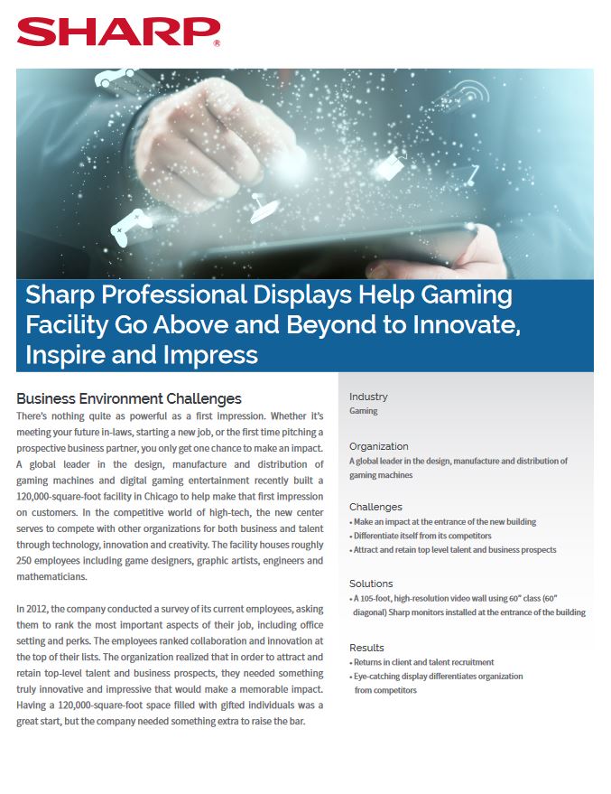 Sharp, Displays, Help Gaming Facility, Hospitality, Alexander's Office Center